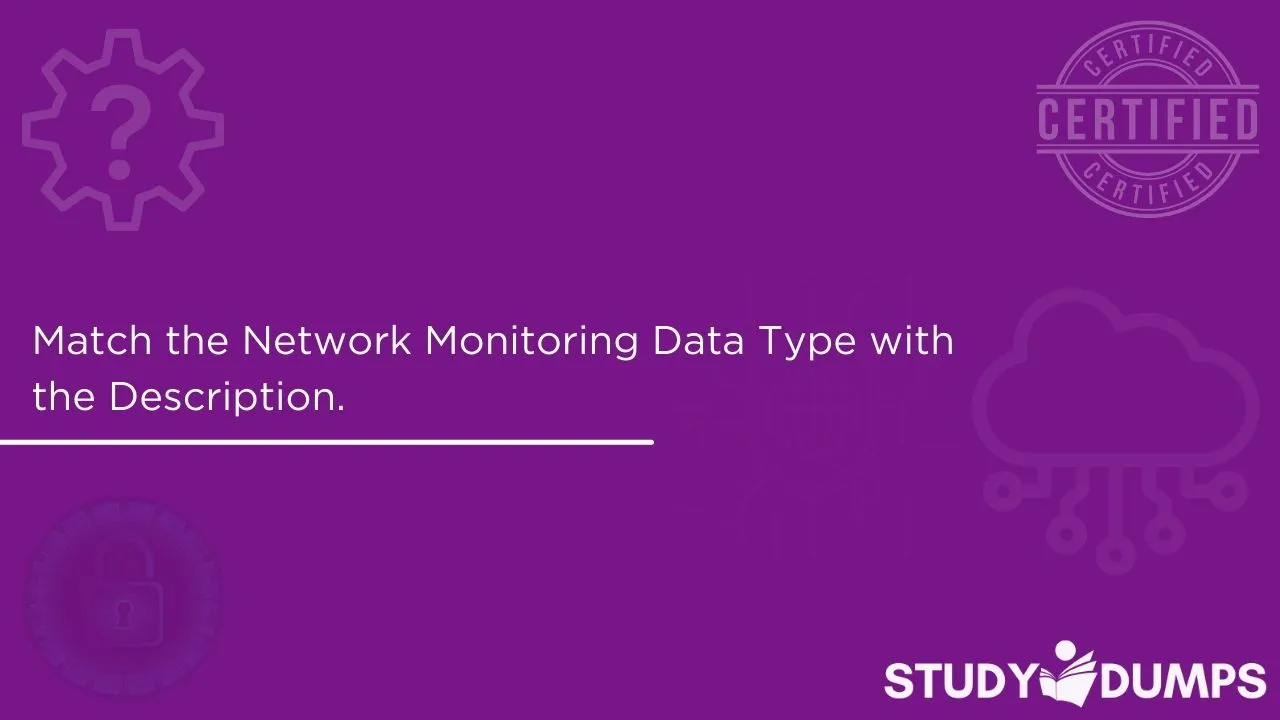 Match the Network Monitoring Data Type with the Description.