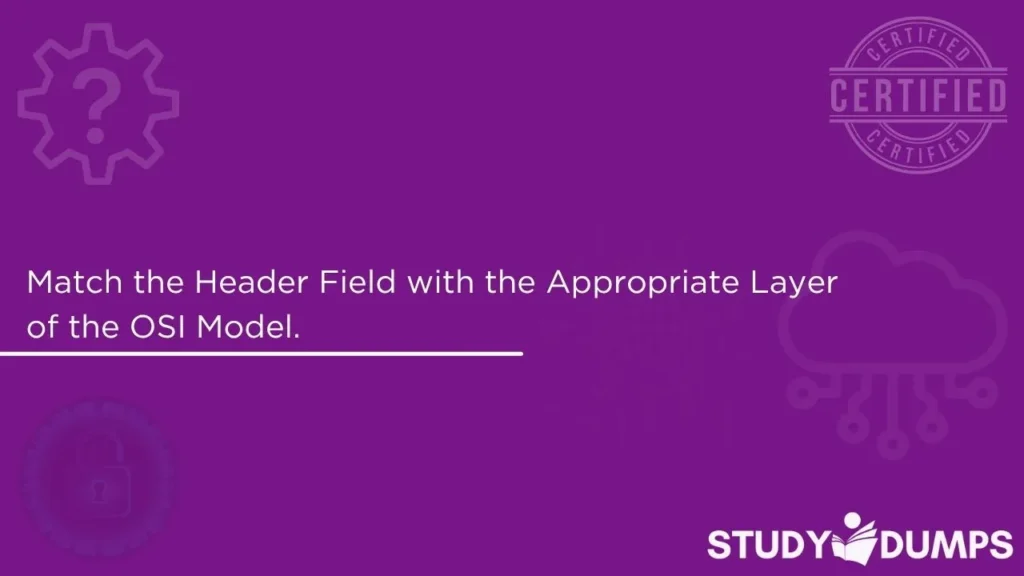 Match the Header Field with the Appropriate Layer of the OSI Model. (Not All Options Are Used.)